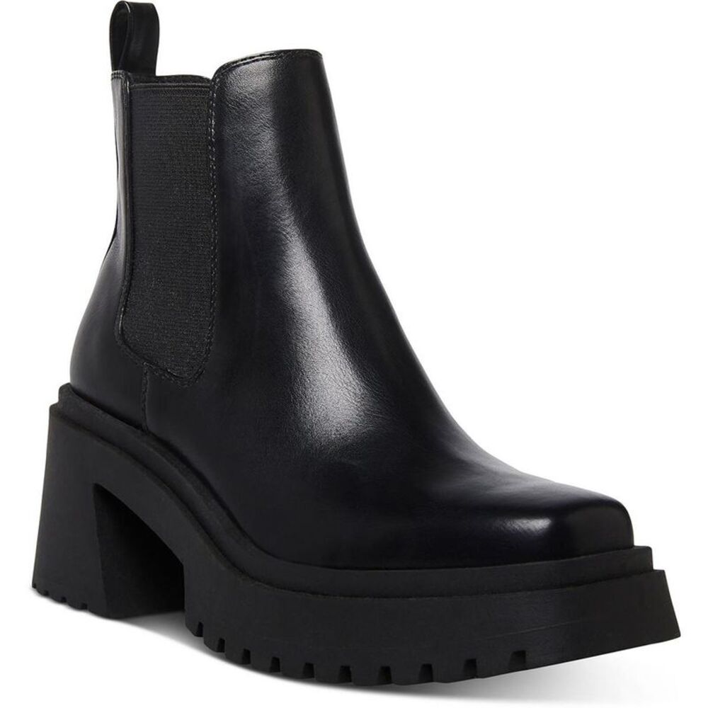 Madden Girl Womens Triumph Black Pull-on Lug Sole Ankle Boots Shoes NWT